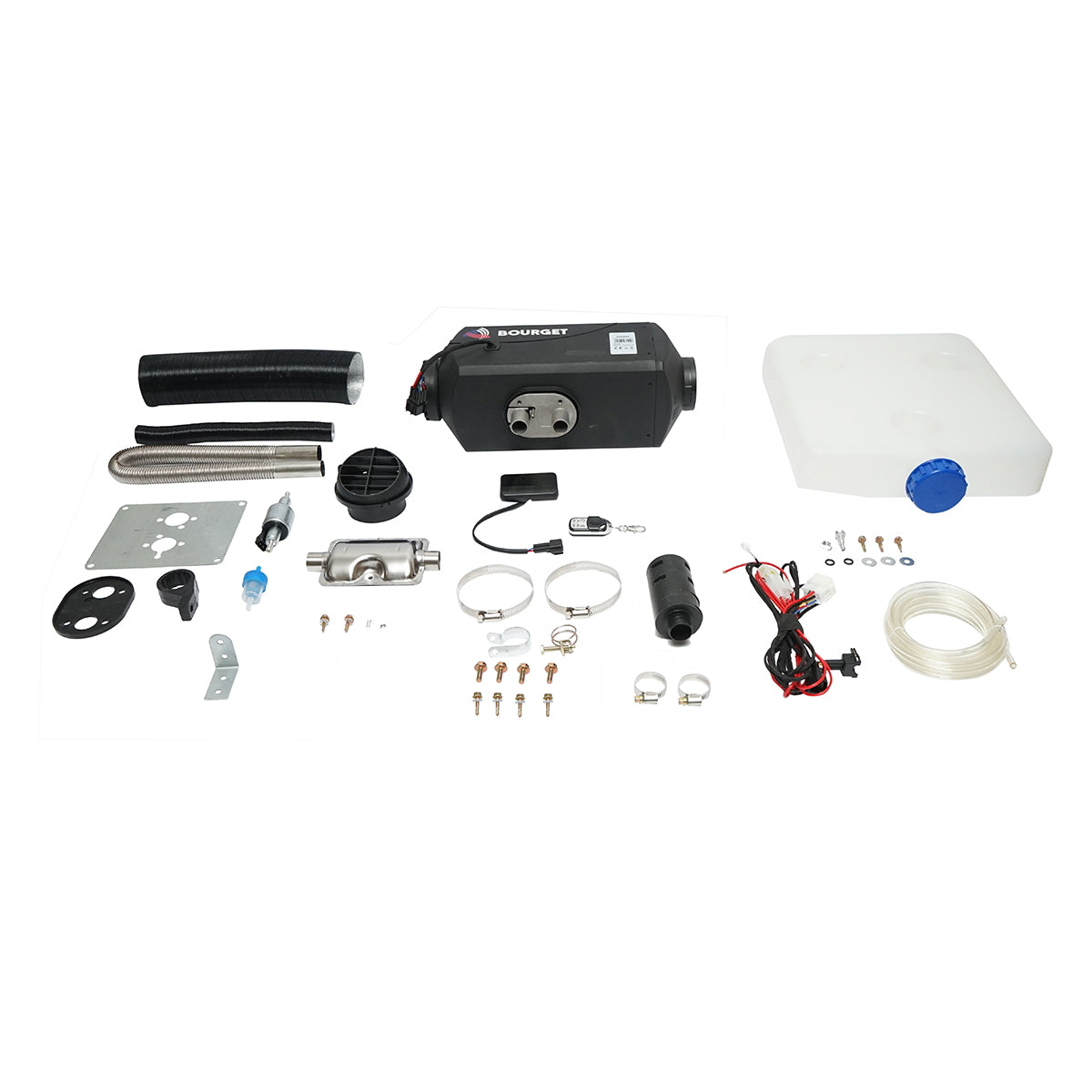 Állóhelyzeti fűtés, gazdaságos sirocou 12–24V, 5KW, LCD kijelzővel és távirányítóval, Bourget, műanyag