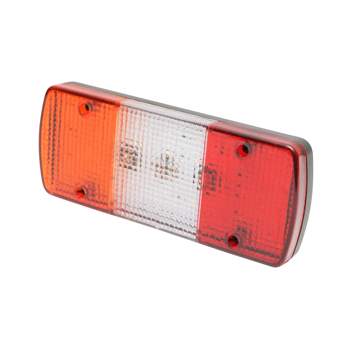Téglalap alakú hátsó lámpa, 28 LED, 3 rekeszes, 12V