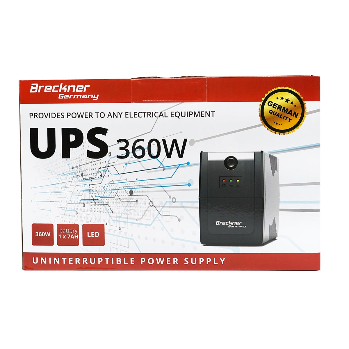 UPS 600VA/360W 7Ah akkumulátorral és 2 shuko AVR aljzattal Breckner Germany