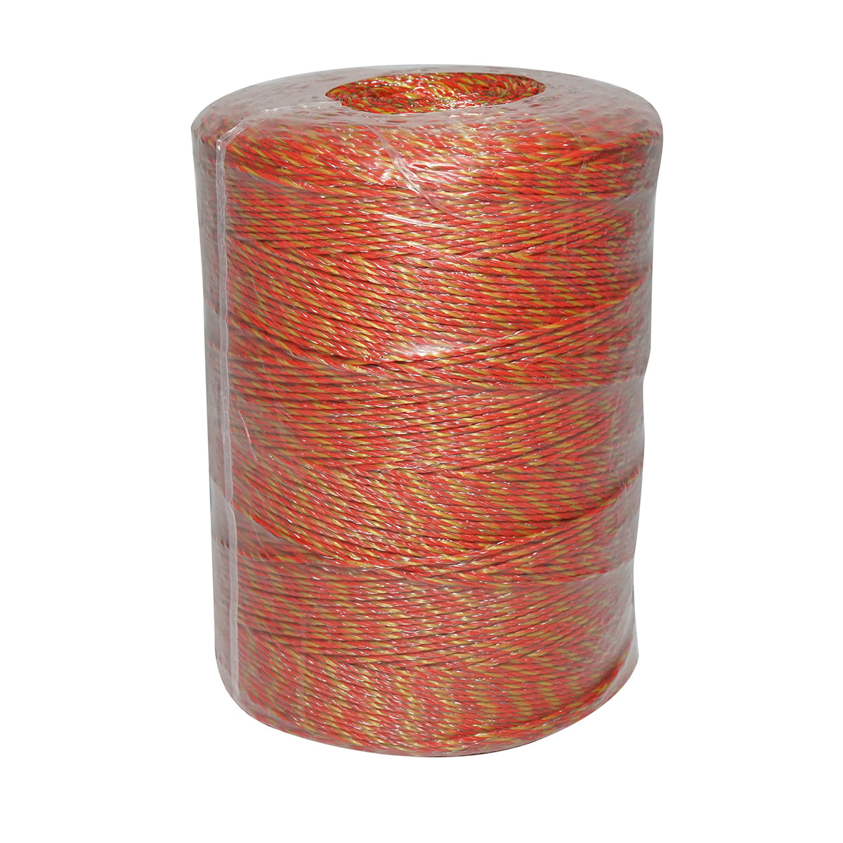 Elektromos kerítés dróttekercs, sárga-piros, 2 mm átmérő, 6×0,15 mm rozsdamentes acél betéttel, ellenállás 5,5 Ohm/m, 1000 m, Breckner Germany
