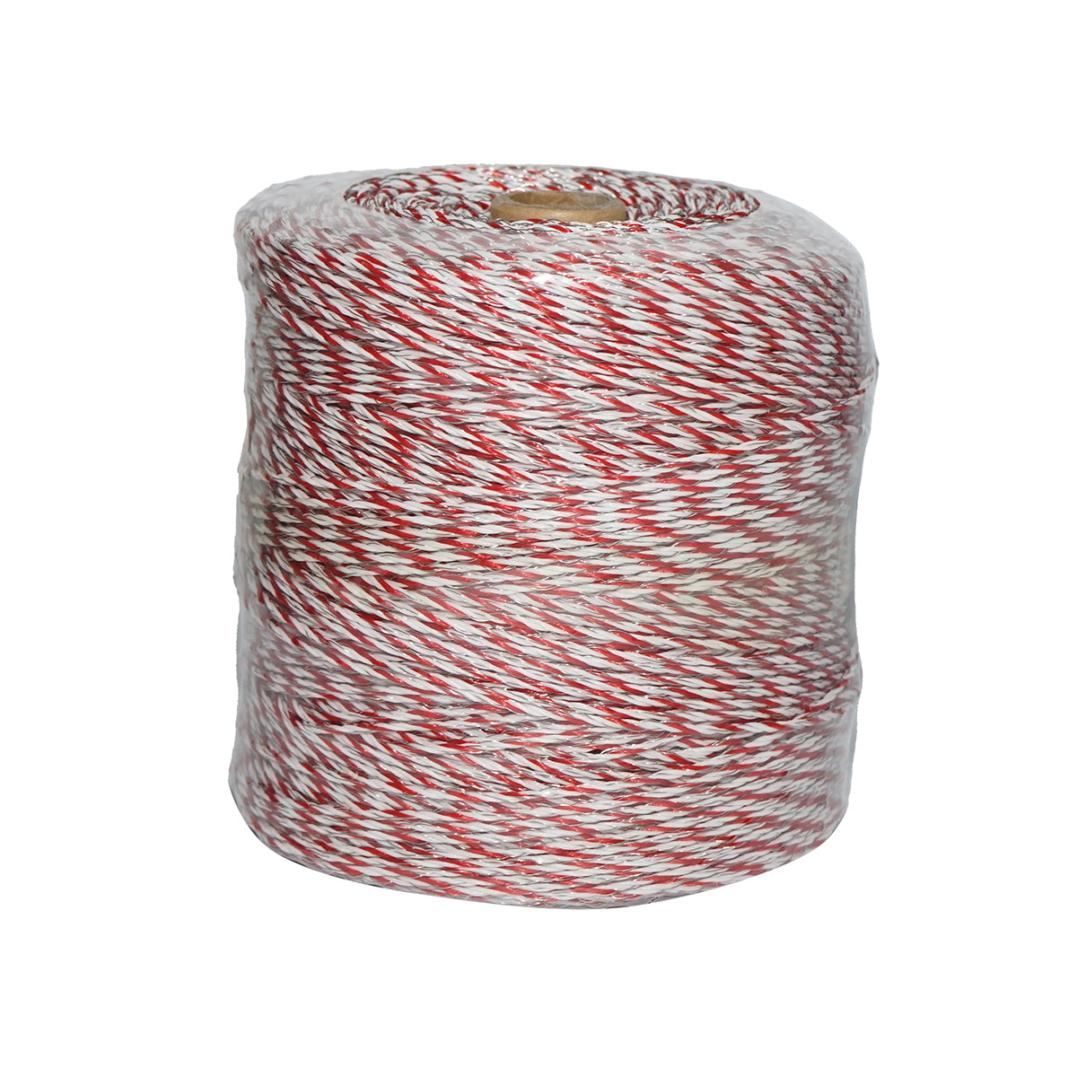 Elektromos kerítés dróttekercs, piros-fehér, 3 mm átmérő, 4×0,3 mm rozsdamentes acél betéttel, ellenállás 0,5 Ohm/m, 500 m, Breckner Germany