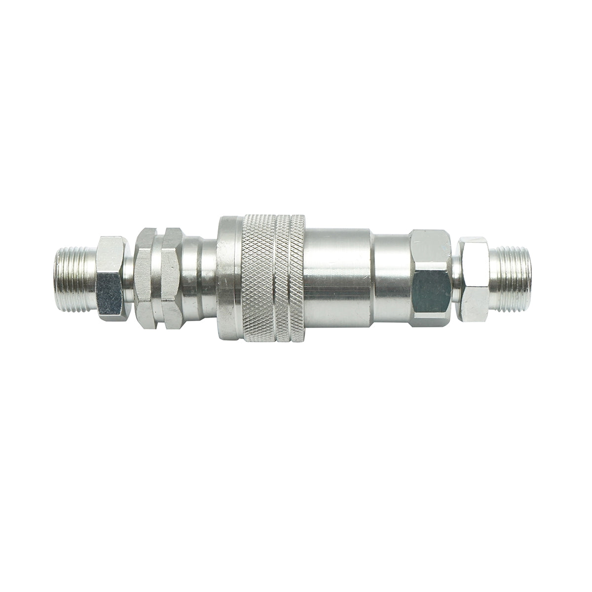 Átmenő szelep anya-apa kúpos csatlakozással, M16 menettel, M16x20 átalakítókkal (1/2" gyorscsatlakozó anya+apa készlet), 92,8x37x29,6 mm