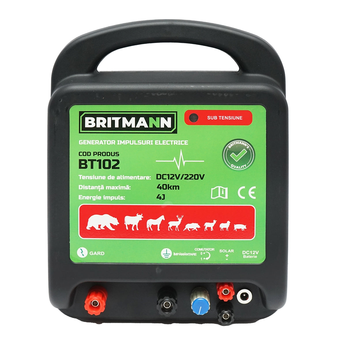 Impulzusgenerátor dc 12/220v, 4 joule 40km elektromos kerítéshez BRITMANN