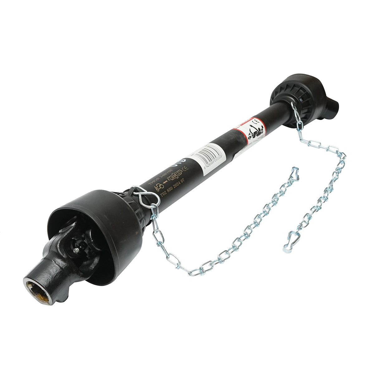 Kardántengely 850 mm, T2, kereszt 23,8x61,3 mm, háromszög alakú csővel, 1 3/8" Z=6