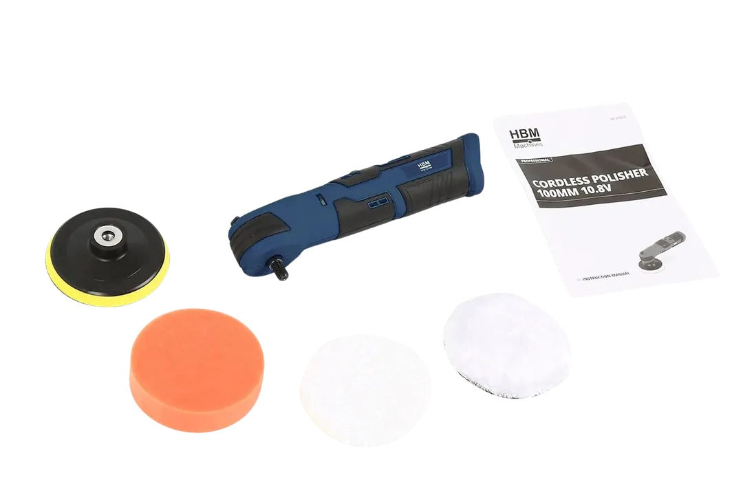 POLÍROZÓ GÉP 100 MM 10.8V HBM AKKUMULÁTOR ÉS TÖLTŐ NÉLKÜL