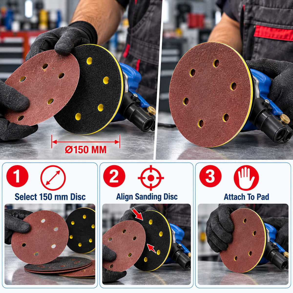 Pneumatikus excentrikus csiszoló - 150 mm 1 típus GEBO TOOLS