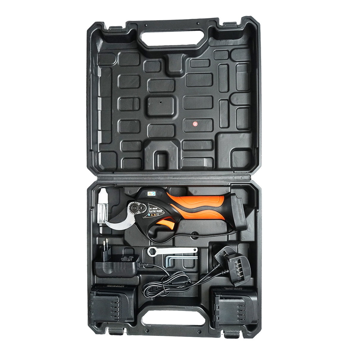 ELEKTROMOS KERTI OLLÓ 900W 2 LI-ION AKKUMULÁTORRAL 16,8V, ÁTMÉRŐ 0-32MM