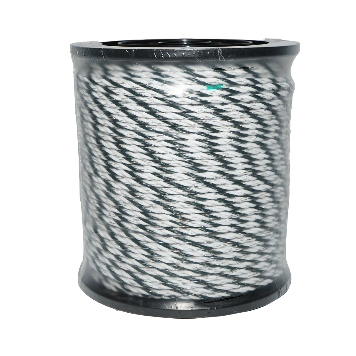 Elektromos kerítés dróttekercs, fehér-fekete, 6 mm átmérő, 6×0,3 mm rozsdamentes acél betéttel, ellenállás 1,95 Ohm/m, 200 m, Breckner Germany