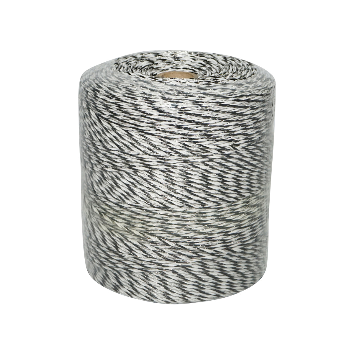 Elektromos kerítés dróttekercs, fekete-fehér, 3 mm átmérő, 5×0,2 mm rozsdamentes acél és 1×0,25 mm réz betéttel, ellenállás 0,4 Ohm/m, 500 m, Breckner Germany