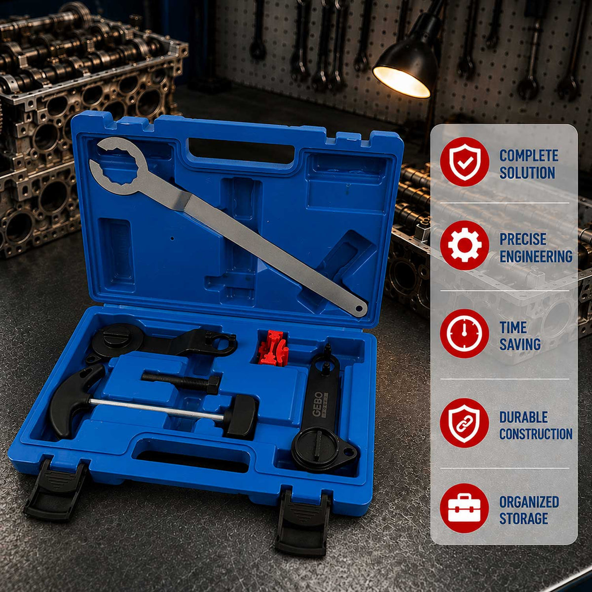 Vezérlésrögzítő készlet VAG 1.0 1.2 1.4 TSI tFSI tgi GEBO TOOLS