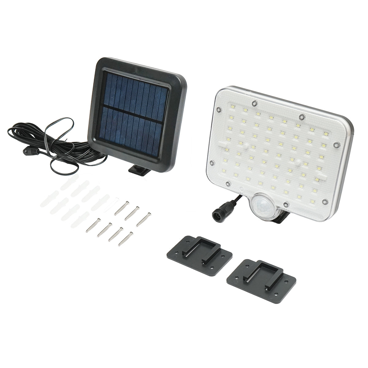 Napelemes LED lámpa 250 lm, 1W / 5.5V napelemmel, 3.7V / 1.5 Ah akkumulátorral, távirányítóval, 5 m kábellel és mozgásérzékelővel, IP44, Breckner Germany