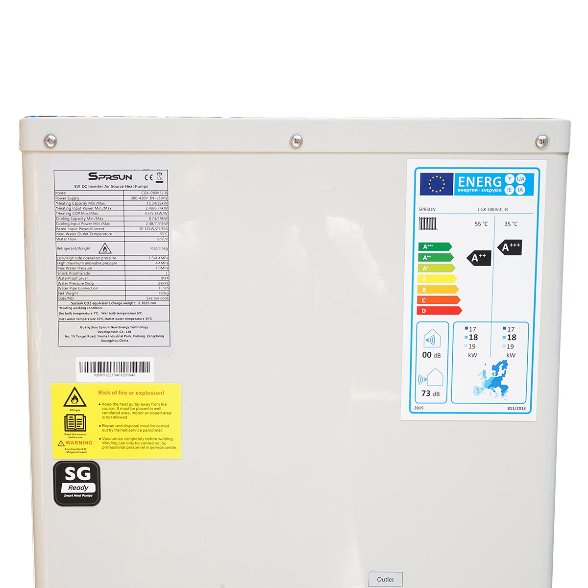 Monoblokkos levegő-víz hőszivattyú, 28 kW, 380V, telepítési készlettel, SPRSUN