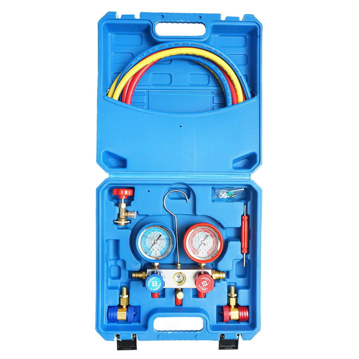 KLÍMABERENDEZÉS NYOMÁSELLENŐRZŐ ÉS FELTÖLTÉS DIAGNOSZTIKAI KÉSZLET R410A, R134A, R32, R22