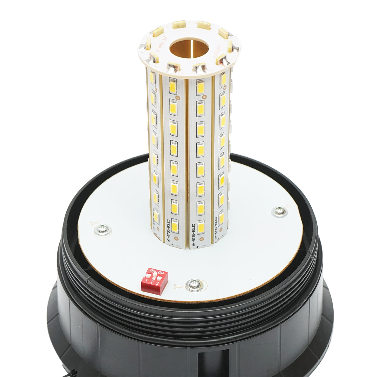 LED villogó, 12–24V, 3 funkcióval, mágneses talppal, IP65