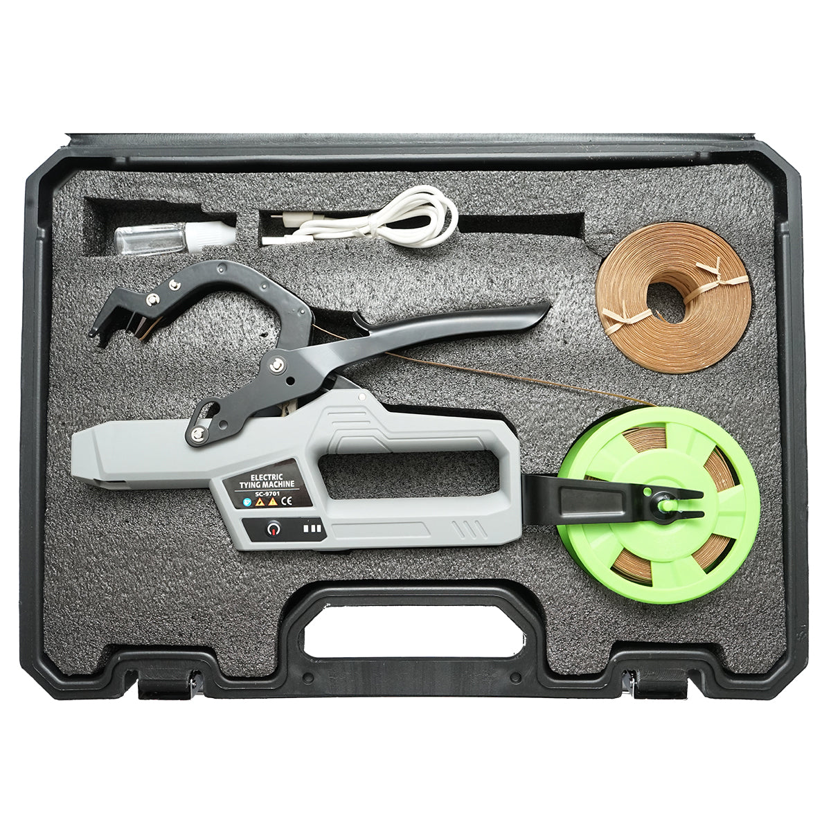 Automata kötözőgép szőlőhöz, zöldségekhez, gyümölcsfákhoz, 5W, Li-ion akkumulátor 4.2V, 45 mm átmérő