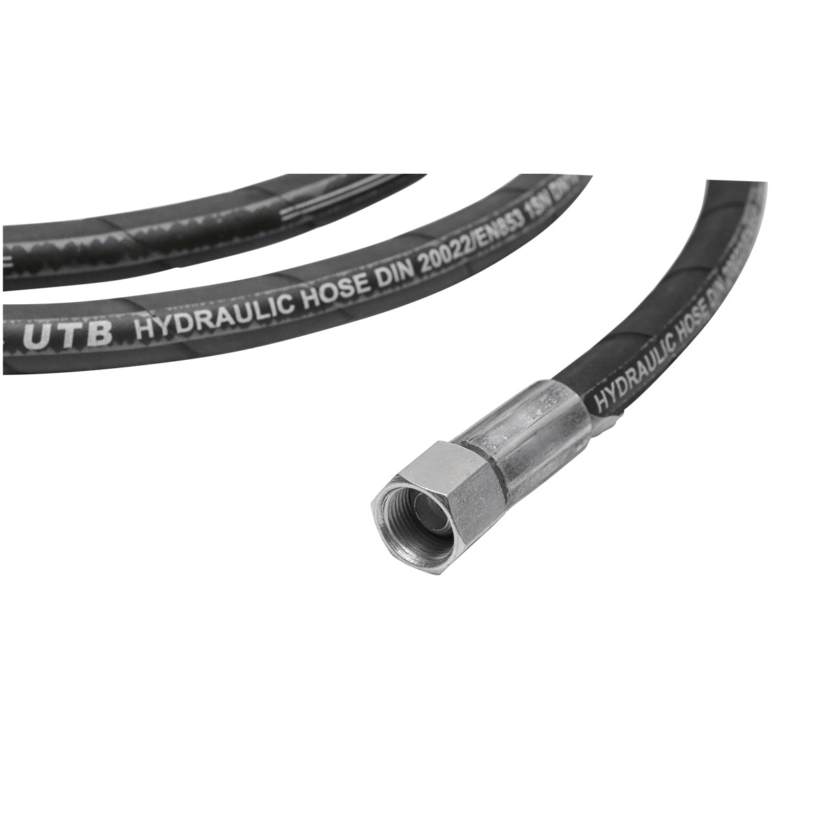 Magasnyomású tömlő 2SN DN10, hidraulikusan préselt csatlakozókkal, hossza 2700 mm (M20×20 redukcióval)