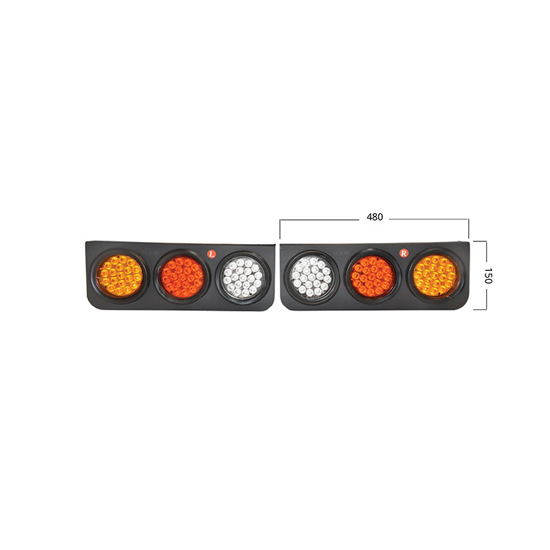 Teherautó hátsó lámpaszett, LED, 480x150 mm, 12/24V, Breckner Germany
