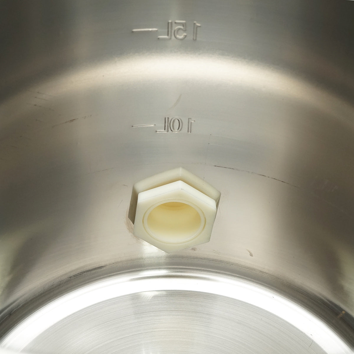 Rozsdamentes acél, beosztással ellátott mézletöltő tartály fedéllel, 30 kg