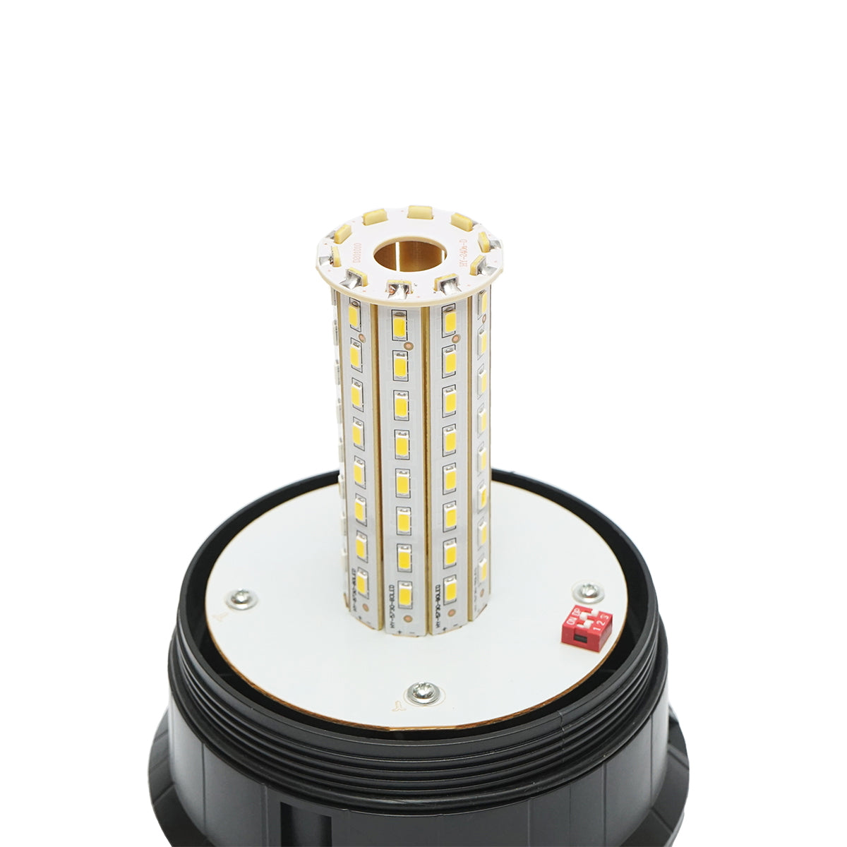 LED villogó, 12–24V, 3 funkcióval, mágneses talppal, IP65