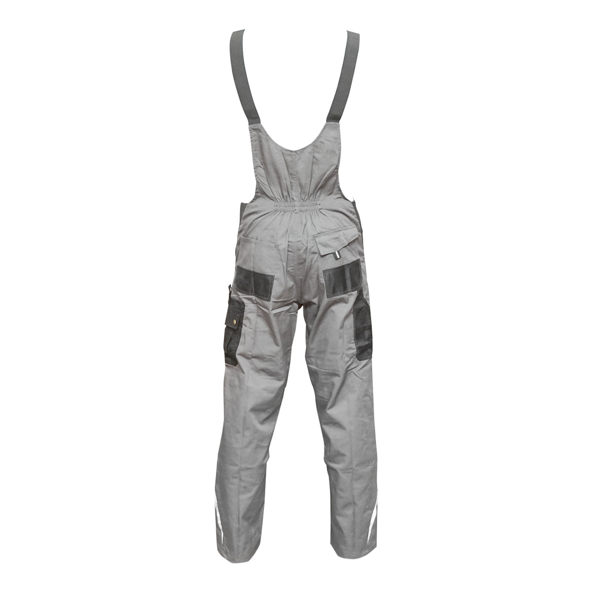 Mellrészes munkásnadrág (kantáros nadrág), poliészter és pamut anyagból, szürke-fekete, XL méret, Breckner Germany