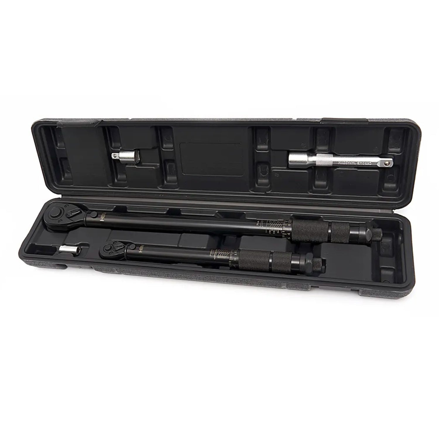 NYOMATÉKKULCS KÉSZLET HBM 5 DB 1/4" (5-25 NM) ÉS 1/2" (2-210 NM) HOSSZABBÍTÓVAL 125 MM ÉS ADAPTERREL