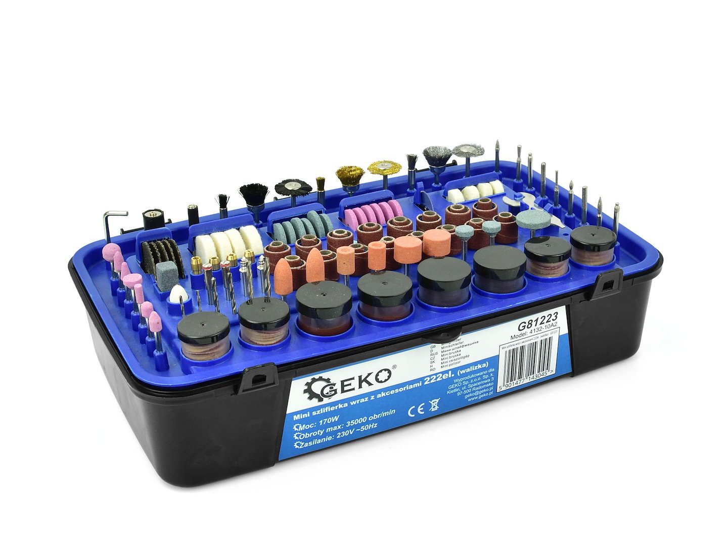 MINI KÉZI CSISZOLÓ KÉSZLET 222 DB 220 V GEKO