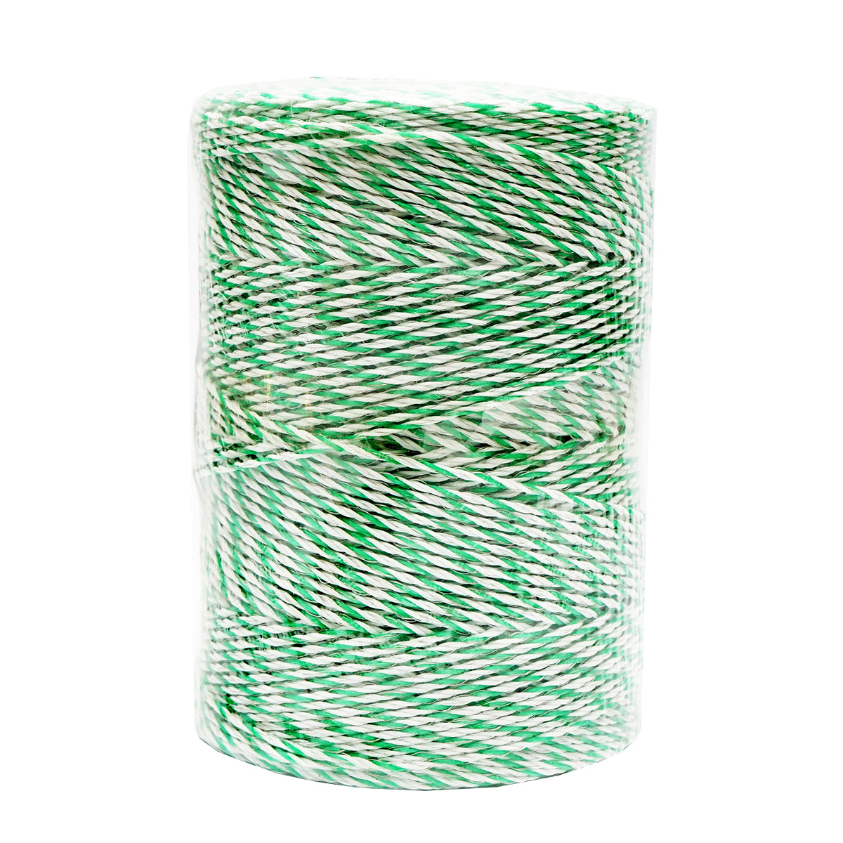 Elektromos kerítés dróttekercs, fehér-zöld, 2,5 mm átmérő, 4×0,2 mm rozsdamentes acél betéttel, ellenállás 7 Ohm/m, 500 m, Breckner Germany