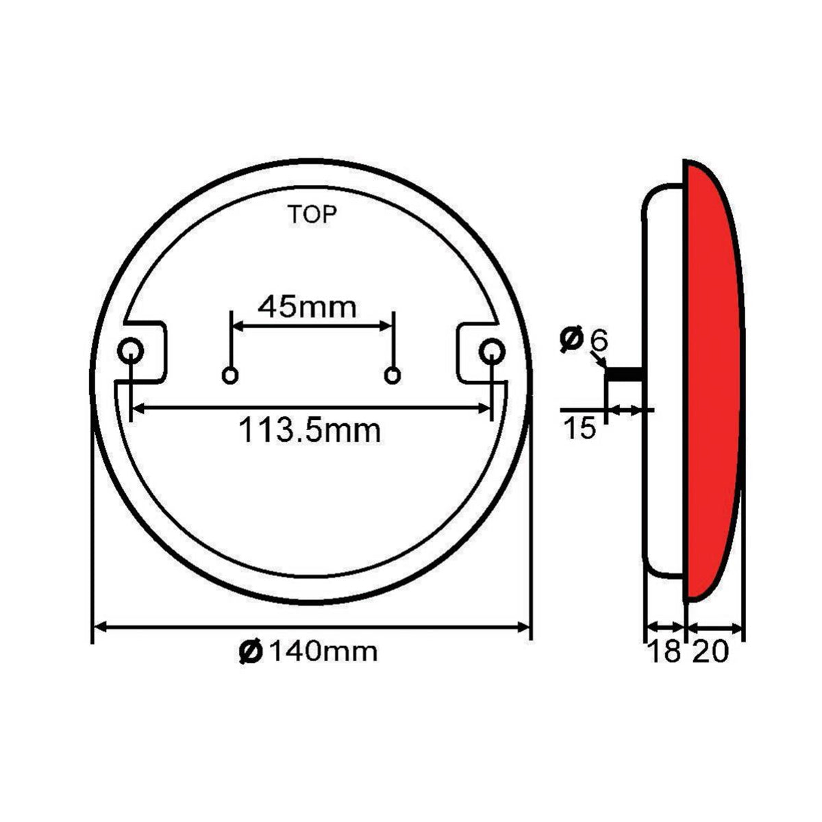 LED ködlámpa, piros, irányjelző funkcióval, átmérő: 140 mm