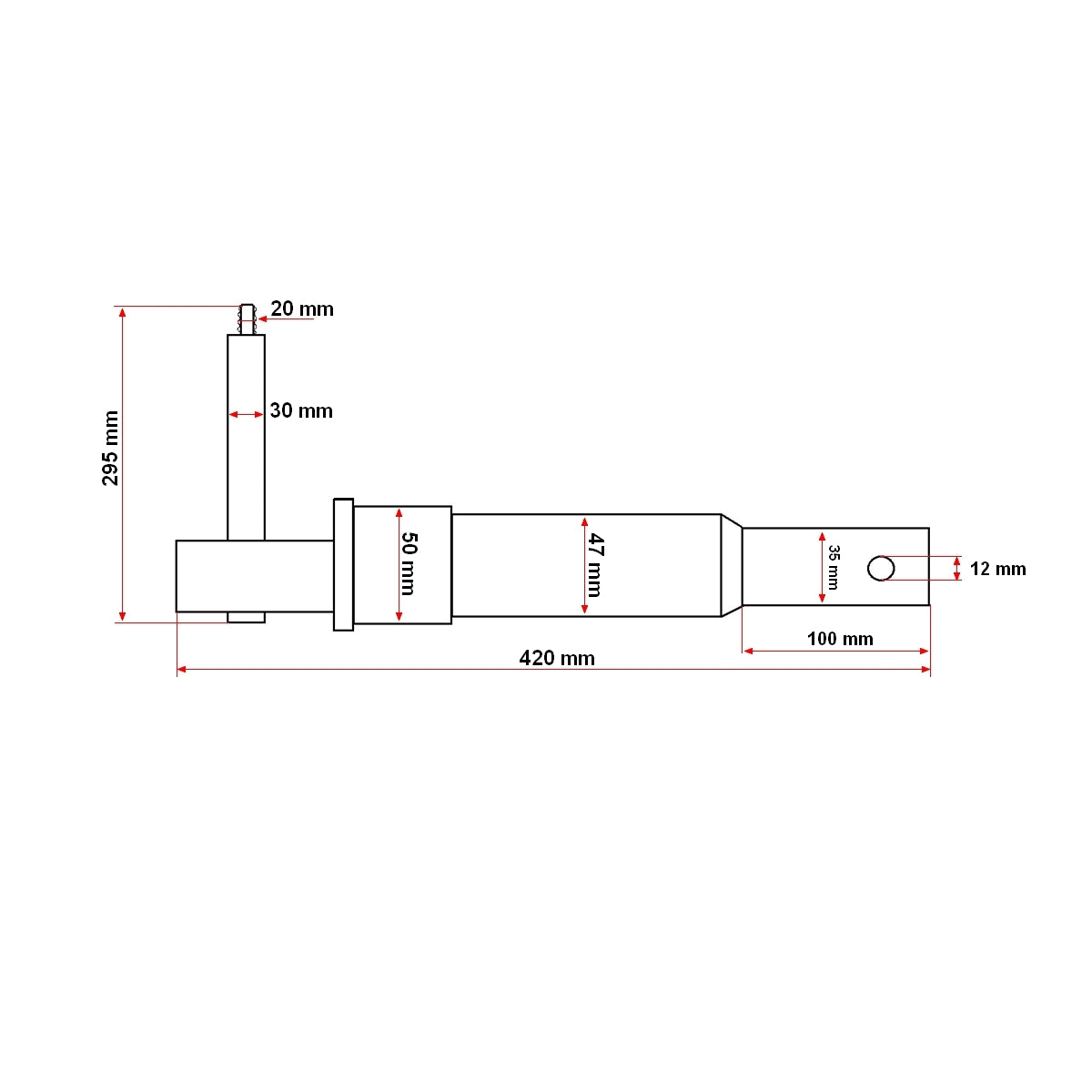 L-alakú hajtótengely fűkaszához, 1.65 és 1.85 m-es