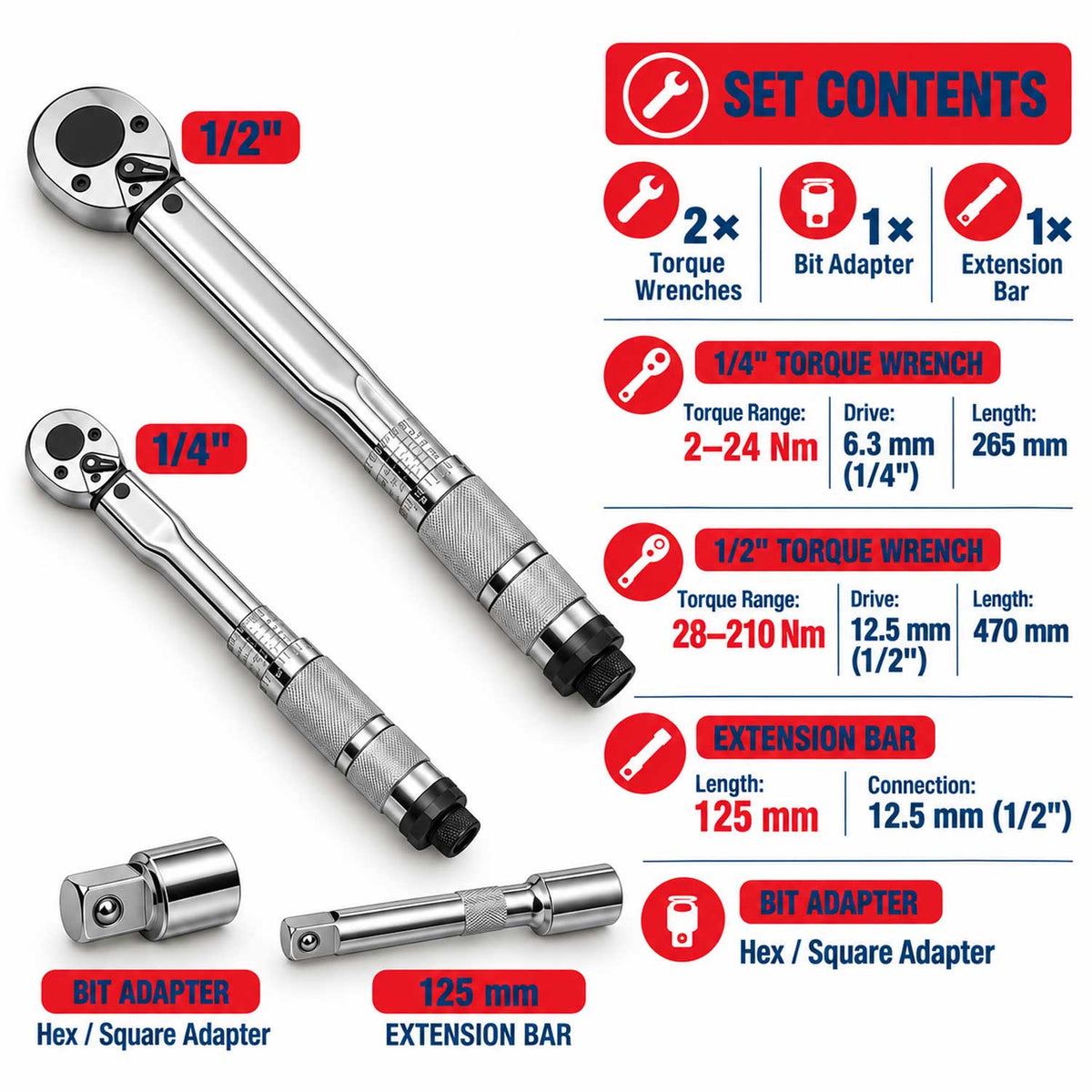 Nyomatékkulcs készlet 2 - 210NM GEBO TOOLS