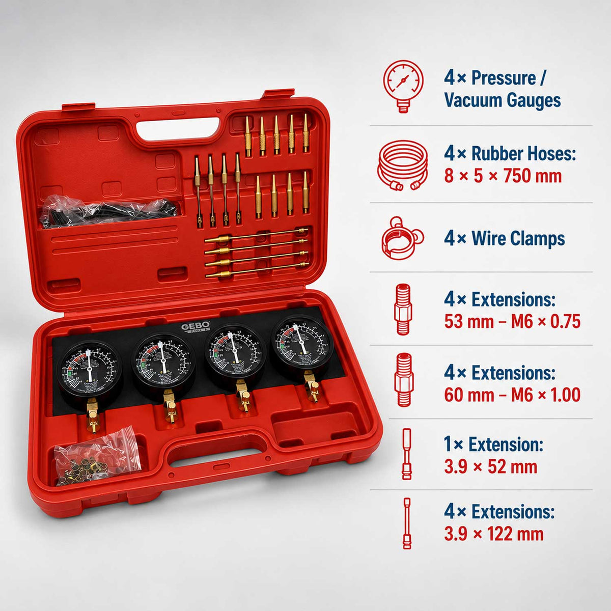 Karburátor szinkronizáló és vákuum / nyomás mérő GEBO TOOLS