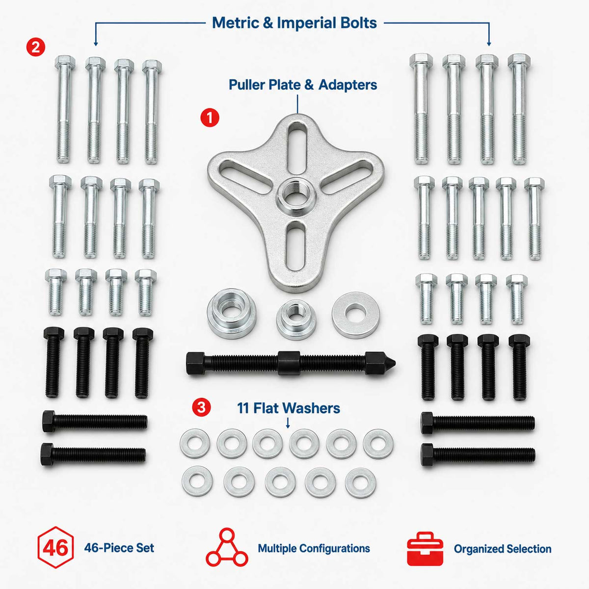 Kerékdob kihúzó készlet 46 darab GEBO TOOLS