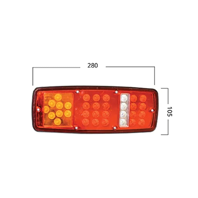 Teherautó hátsó lámpaszett, LED, 280x105 mm, 24V, Breckner Germany