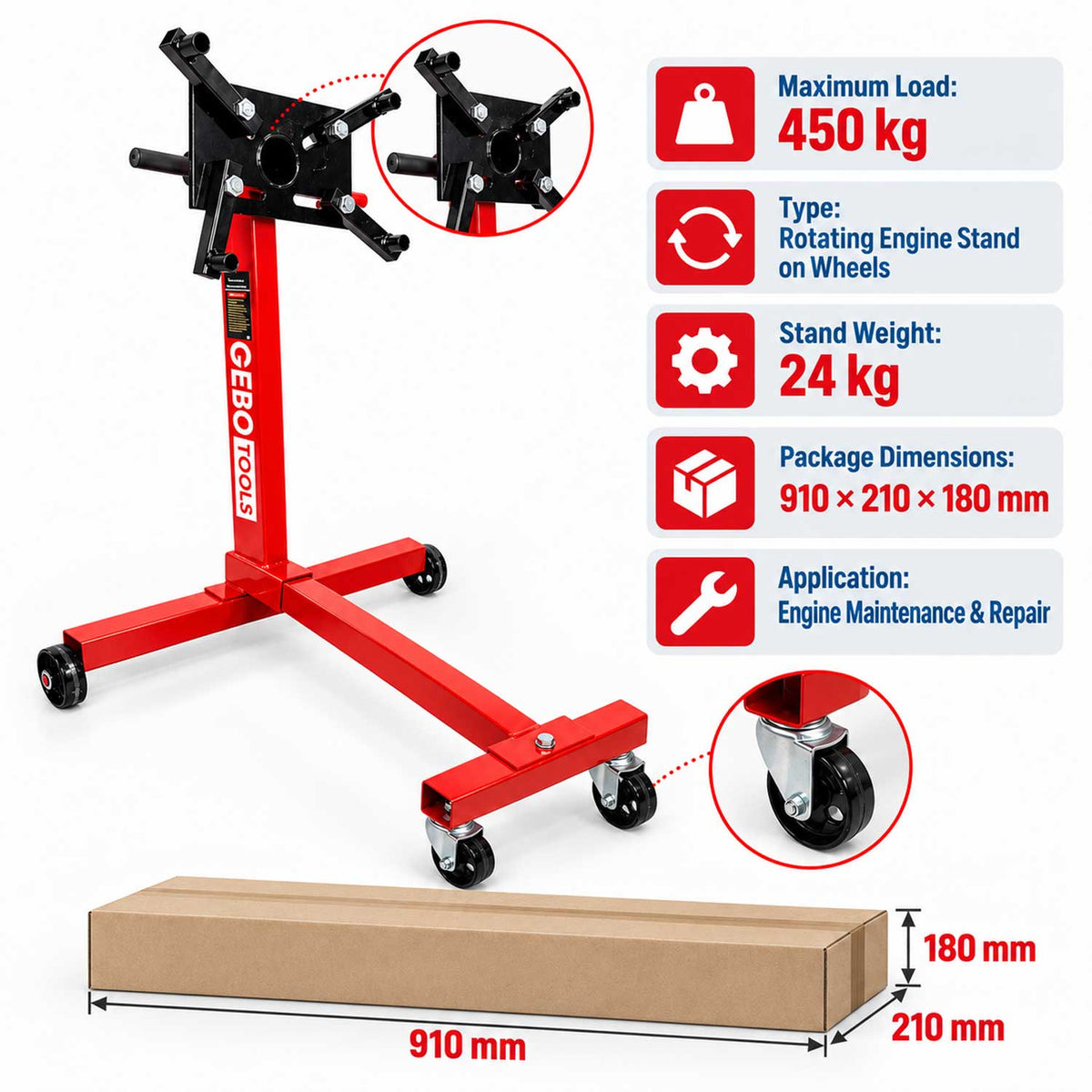 Motortartó állvány forgatható 450 kg GEBO TOOLS