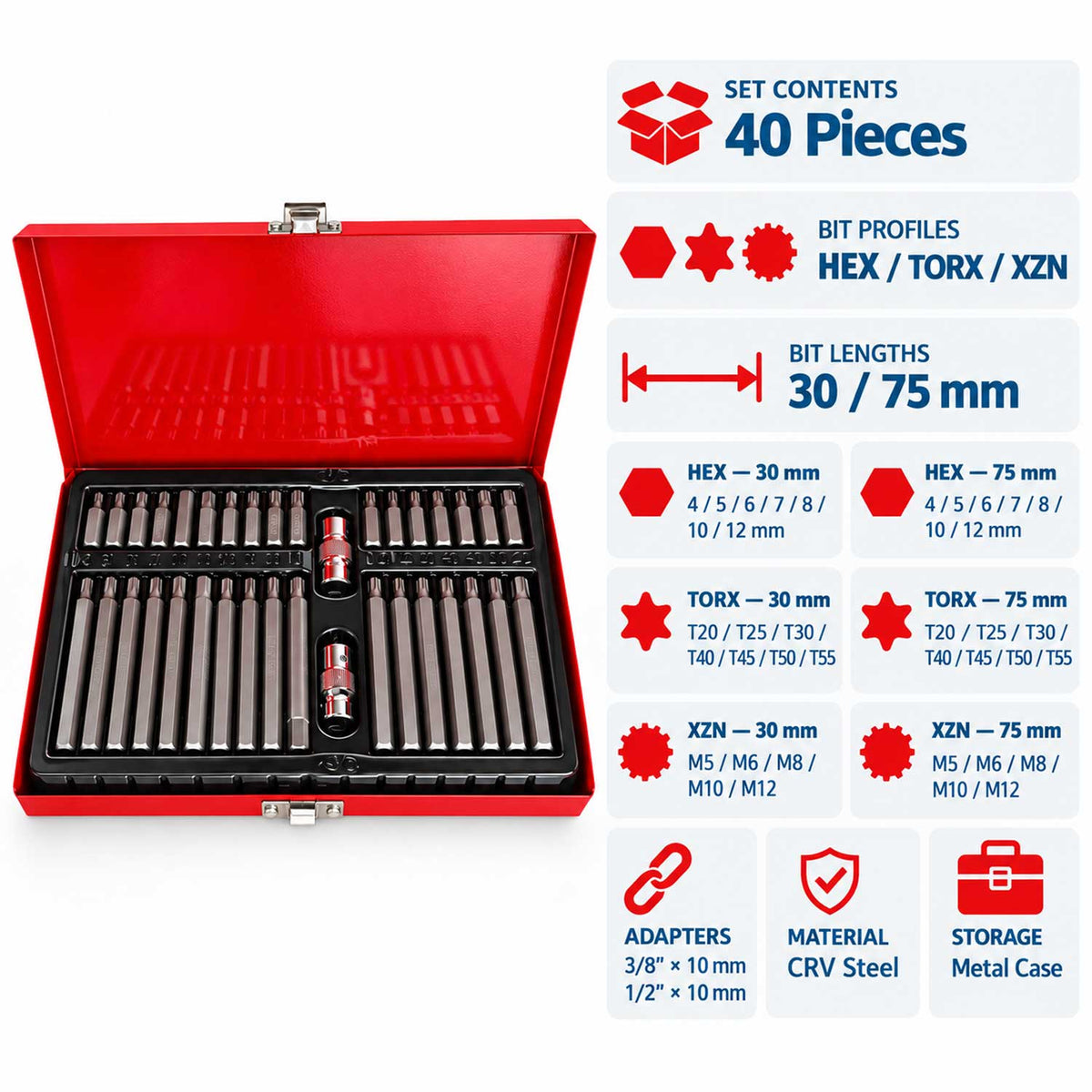 Bit készlet TORX XZN hex splin 40 db GEBO TOOLS