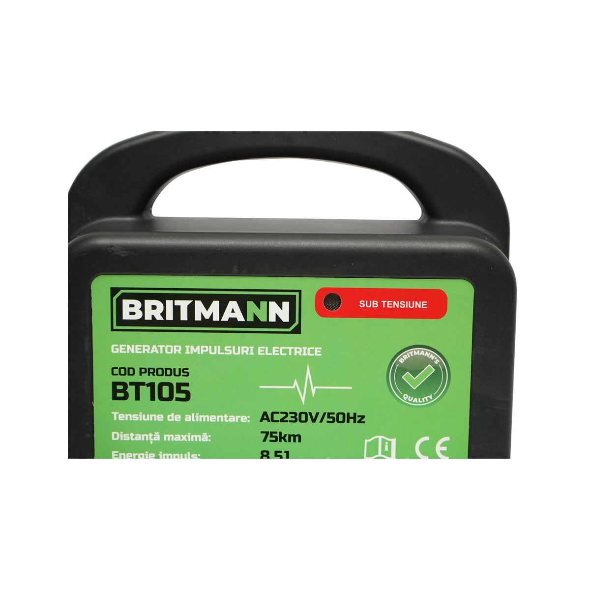 Impulzusgenerátor elektromos kerítéshez, AC 230 V / 50 Hz, 8,5 Joule, 75 km hatótáv, Britmann