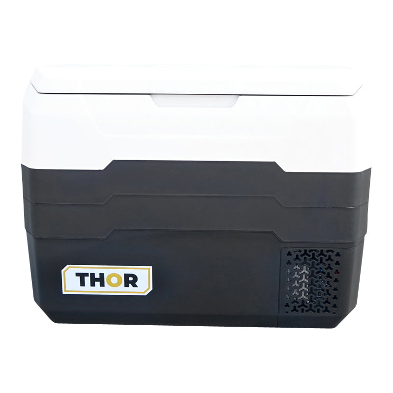 Autós hűtőszekrény, 40L, 12–24V, 55W, kompresszoros, 640x360x475 mm, hűtési tartomány: -20 °C – +10 °C, Thor