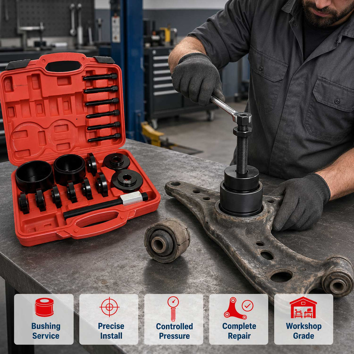 Csapágy és kerékagy szerelő készlet 55-91 mm GEBO TOOLS
