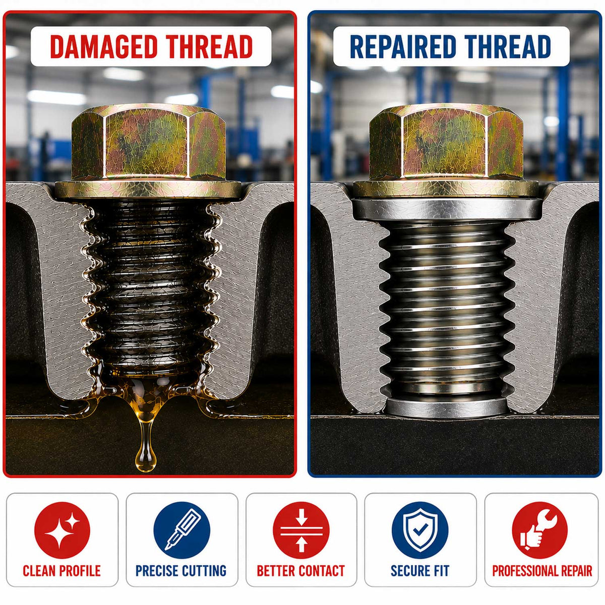Olajtekn őcsavar javító készlet m13 m15 m17 m20 GEBO TOOLS
