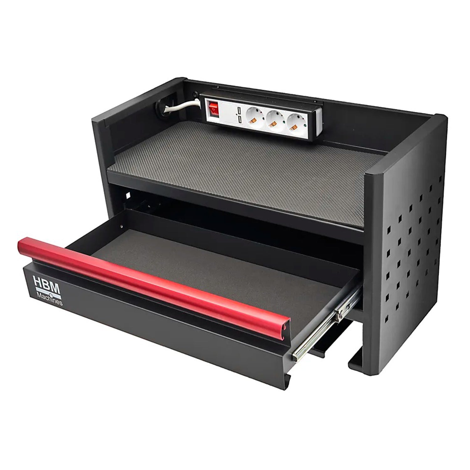 FALI SZERSZÁMTÁROLÓ SZEKRÉNY ELEKTROMOS ÉS PNEUMATIKUS SZERSZÁMOKHOZ, 1 FIÓKKAL, 220V ALJZATTAL