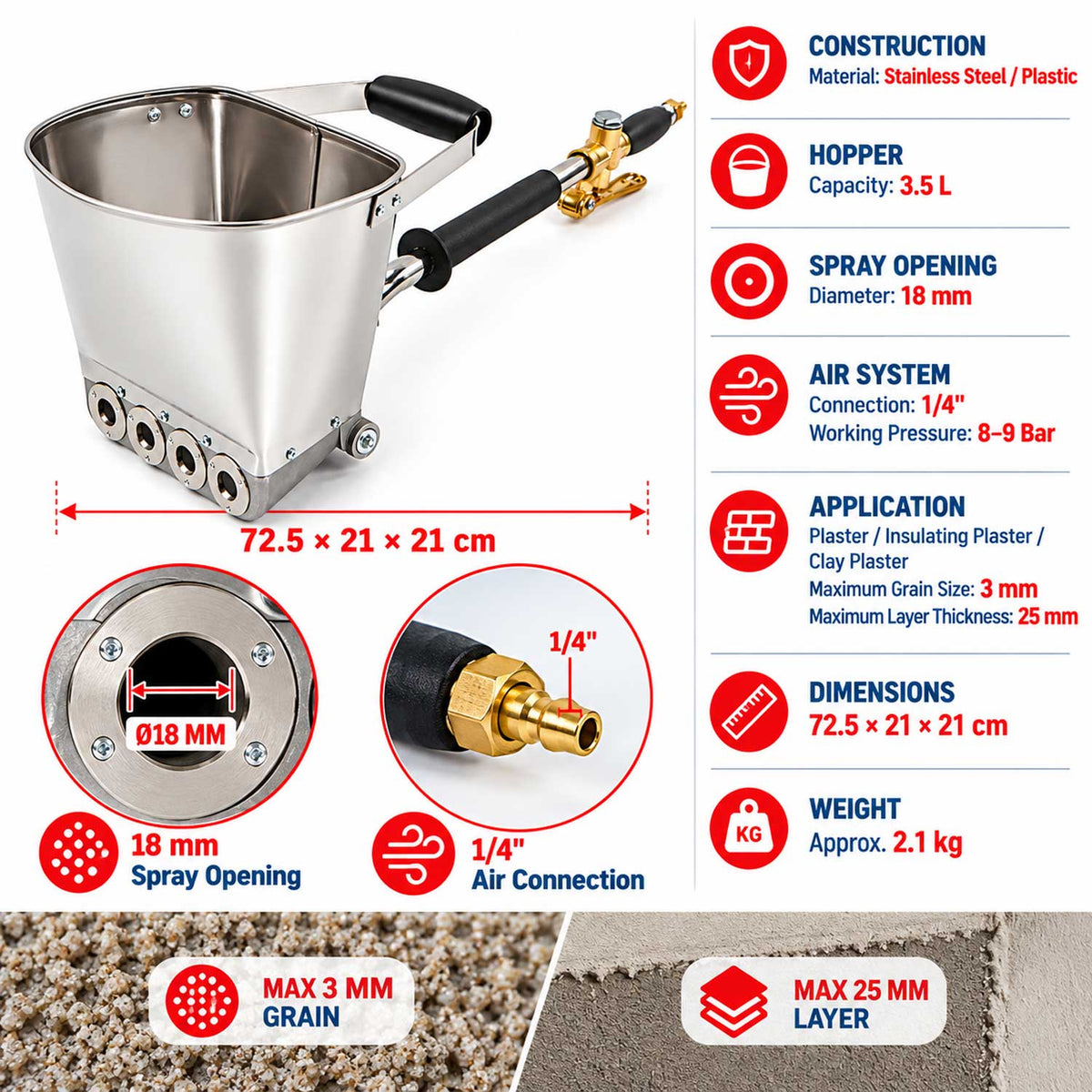 Pneumatikus vakológép rozsdamentes acélból