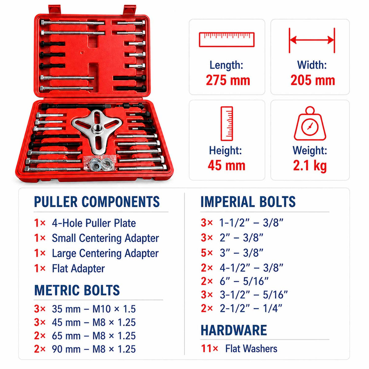Kerékdob kihúzó készlet 46 darab GEBO TOOLS