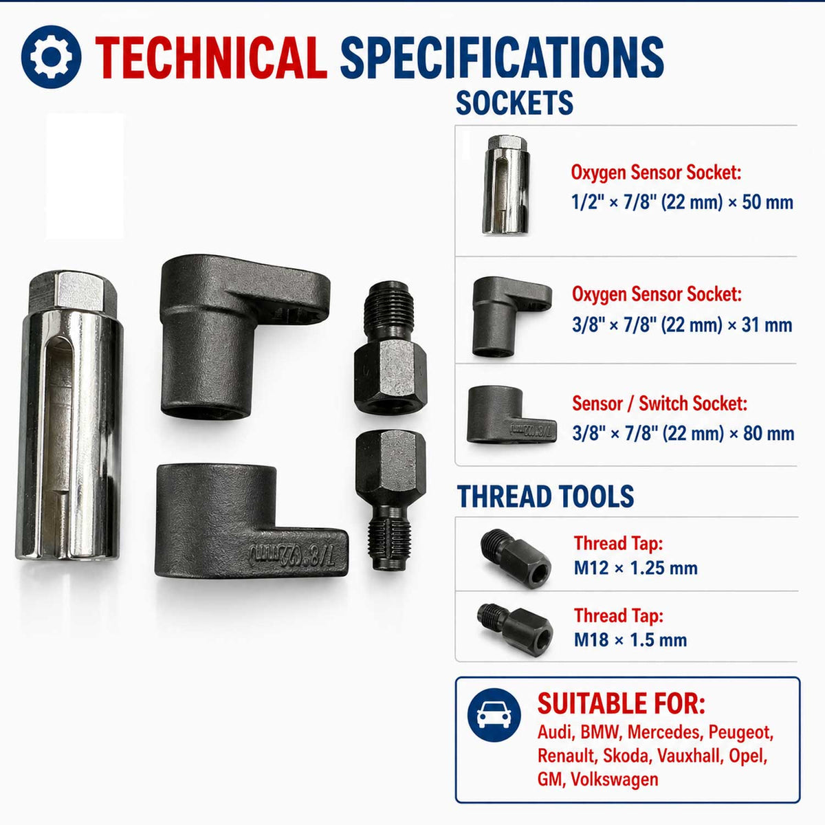 Lambda-szonda kulcs készlet 5 db GEBO TOOLS