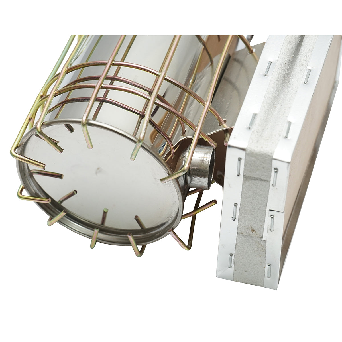 Méhészeti füstölő, rozsdamentes acél, hővédő hengerrel és bőrfújtatóval, 210 mm