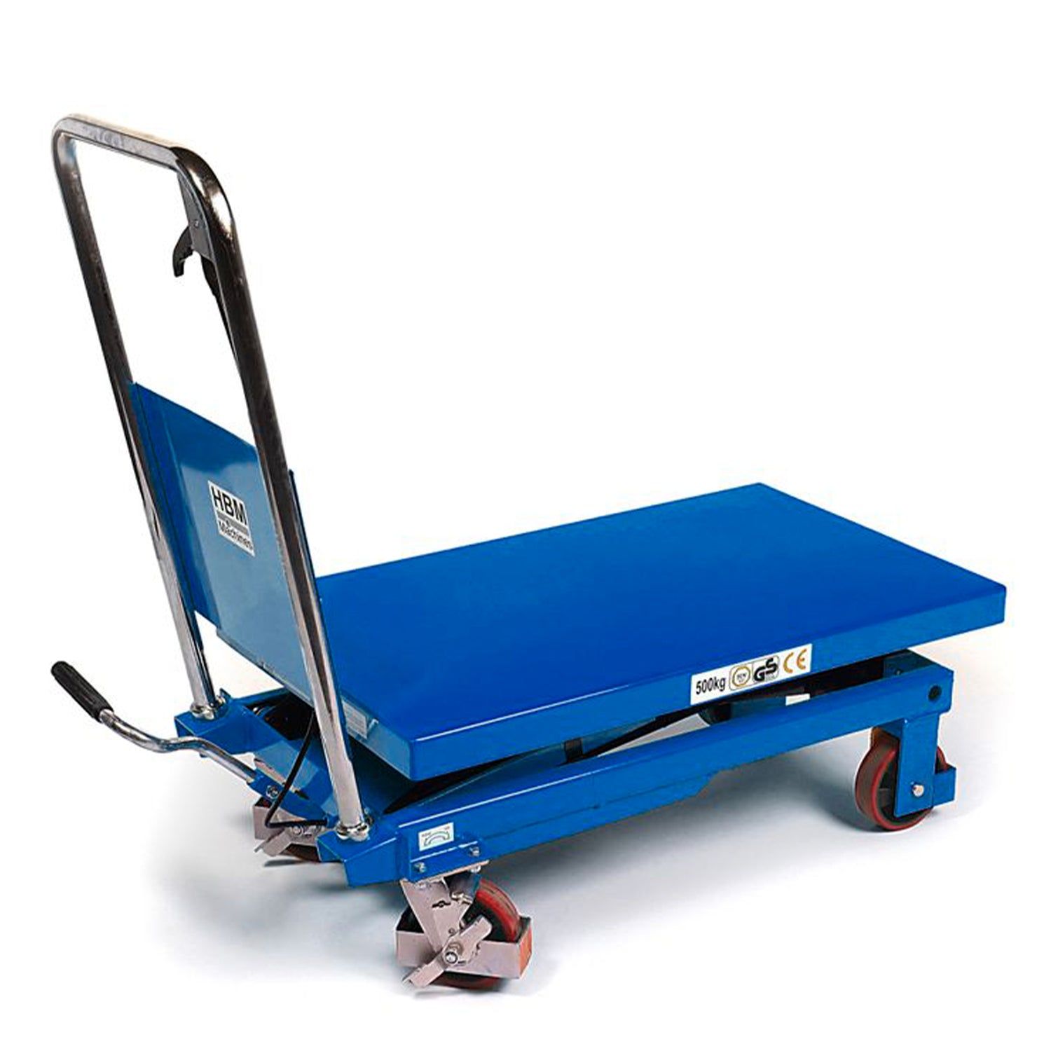 HIDRAULIKUS EMELŐASZTAL HBM HOLLANDIA MOBIL 500 KG EMELŐPEDÁLLAL ÁLLÍTHATÓ MAGASSÁGGAL 90 CM-IG