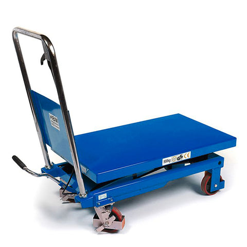 HIDRAULIKUS EMELŐASZTAL HBM HOLLANDIA MOBIL 500 KG EMELŐPEDÁLLAL ÁLLÍTHATÓ MAGASSÁGGAL 90 CM-IG