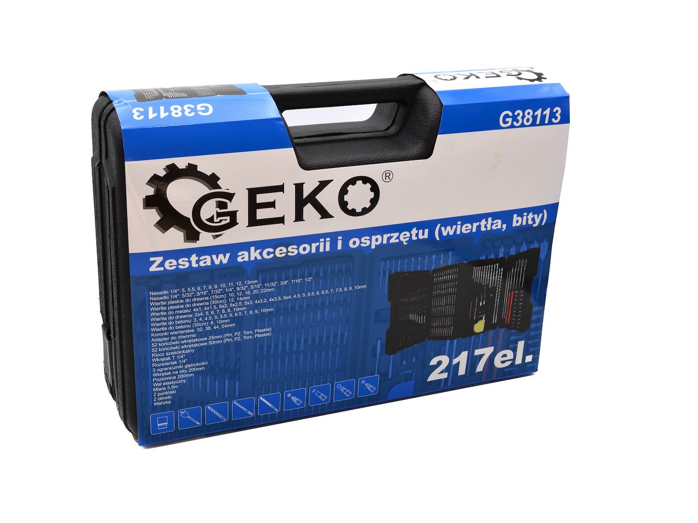 SZERSZÁMKÉSZLET FÚRÓGÉPHEZ ÉS CSAVAROZÓHOZ 217 DB GEKO