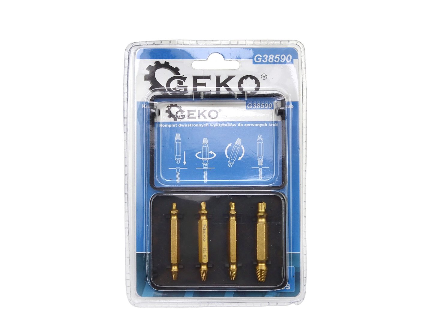 SÉRÜLT CSAVAR ELTÁVOLÍTÓ KÉSZLET HSS TiN 4 DB GEKO