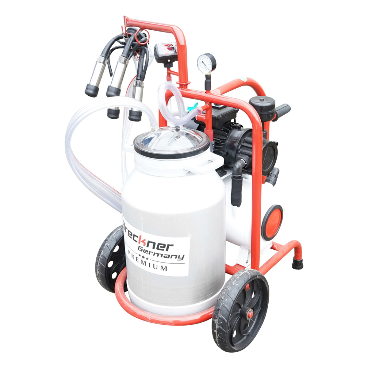 Tehénfejő gép 160 cc gyűjtőegységgel, elektrosztatikusan festett vázzal, 30 literes alumínium tartállyal, 1 állásos, Breckner Germany