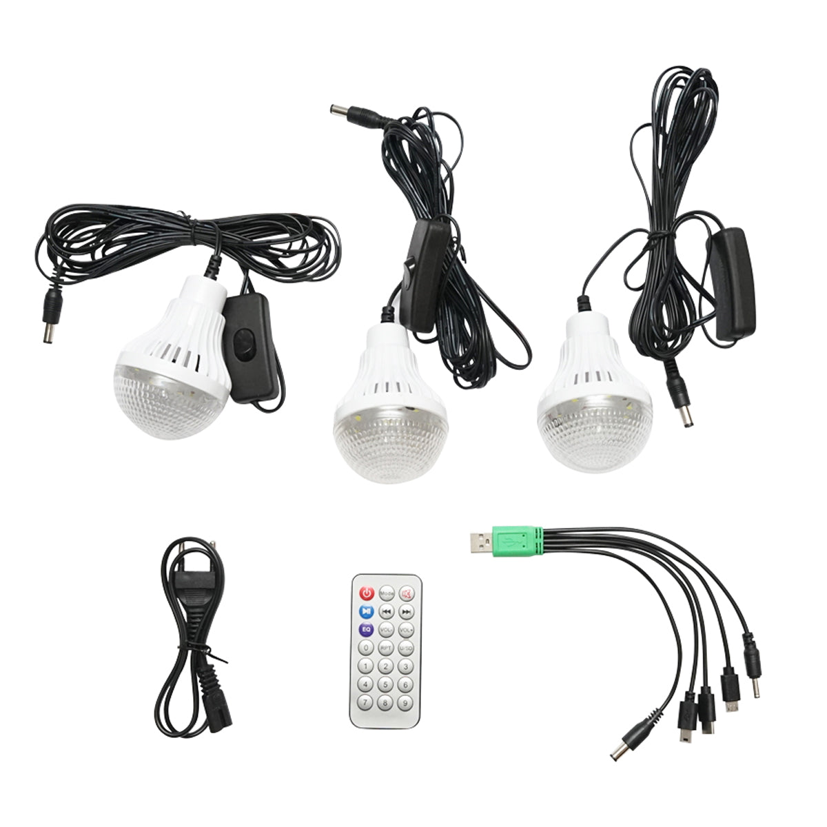 Hordozható LED világítási készlet 3 izzóval/projektorral, napelemmel, FM rádióval, MP3-mal és 4500 mAh akkumulátorral, horgászathoz, kempingezéshez, GD-8028COB